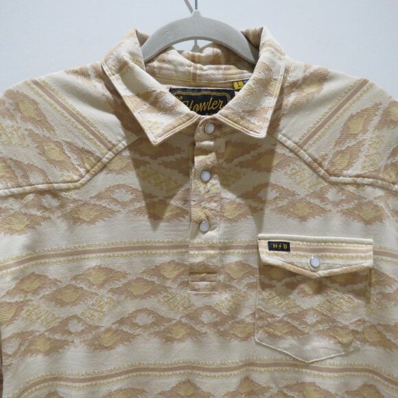 HOWLER BROS. Ranchero Polo Shirt Taki Jacquard Brown Rice Western Pearl Snap - Picture 5 of 16